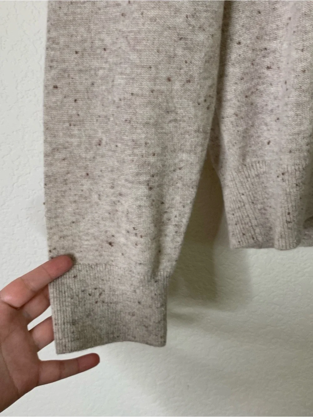 Nordstrom Mens 100% cashmere oatmeal donegal 1/4 zip up sweater L NWT